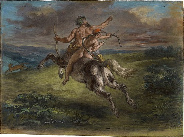 The Education of Achilles, by Eugène Delacroix, pastel on paper, c. 1862 (Getty Center, Los Angeles)