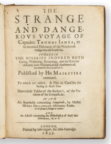 Title page of James's voyage account