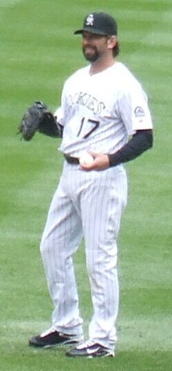 Helton fielding with the Rockies, c. 2005