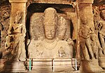 Stone carvings representing Shiva and religious scenes