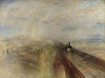 约瑟夫·马洛德·威廉·透纳的《雨、蒸气与速度－大西部铁路（英语：Rain, Steam and Speed – The Great Western Railway）》，91 × 122cm，约作于1844年，自1856年起收藏[80]