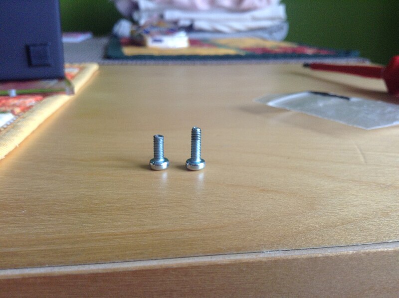 File:Two bolts in different length for rack-mount - Pulsn machineroom 14 - 2014-10-20 14.21.22 (by GeschnittenBrot).jpg