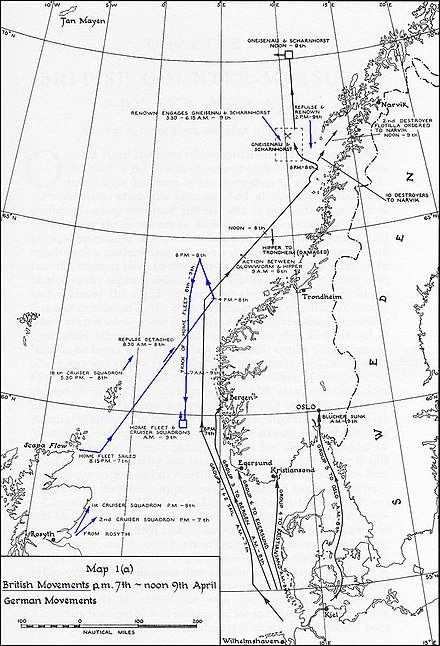 British and German naval movements off Norway between 7 and 9 April 1940.