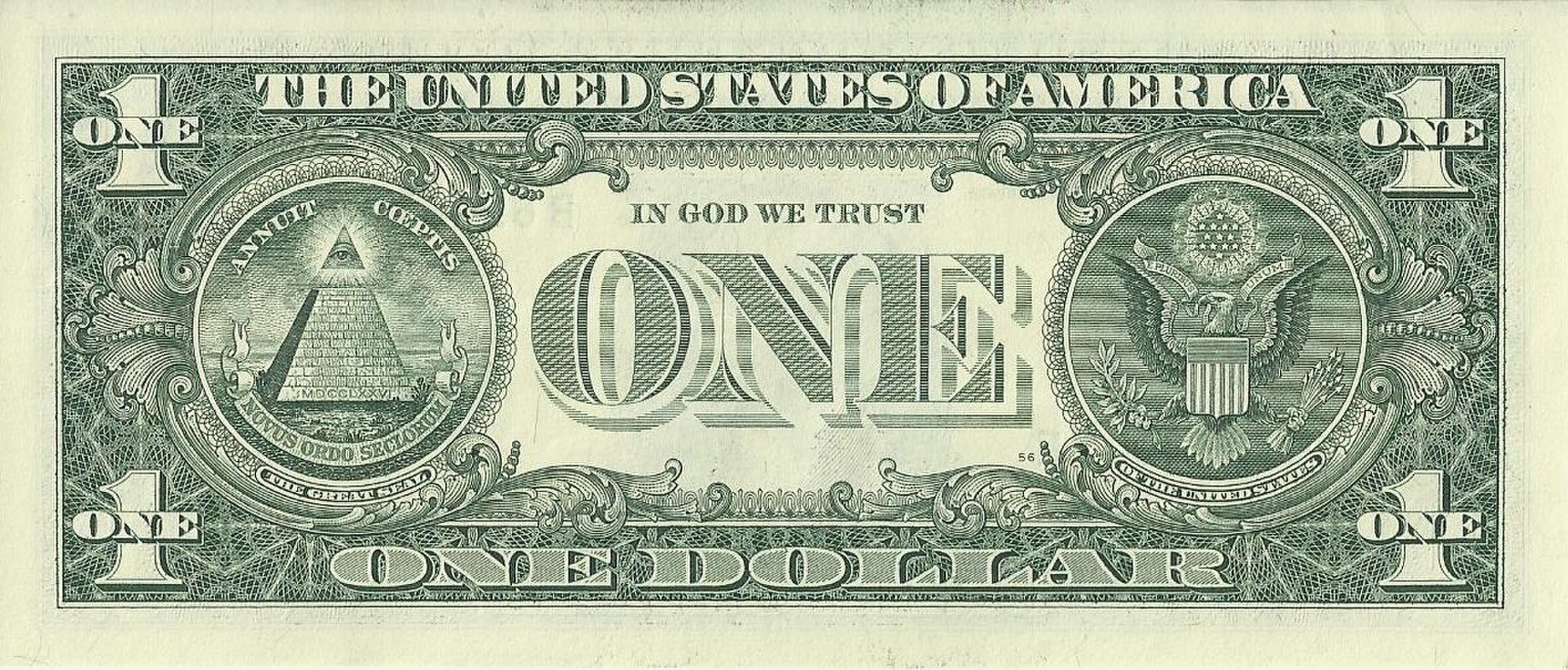 US one dollar bill, reverse, series 2009.jpg