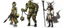 Variación en el diseño de personajes: Lia Turtle, Shain y Cendrea de Chaos&Evolutions.png