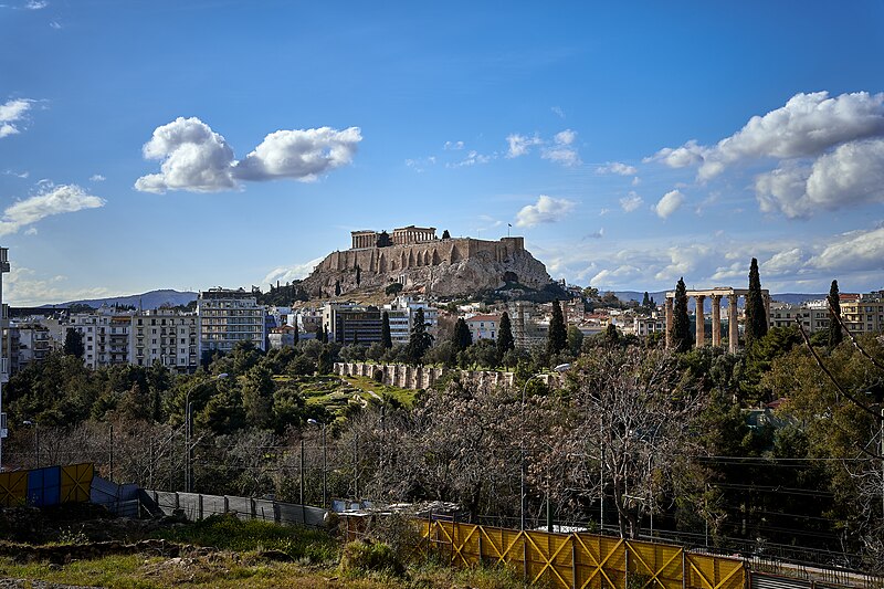 File:View of the Acropolis of Athens from the archaeological site of the Temple of Artemis Agrotera on March 19, 2021.jpg