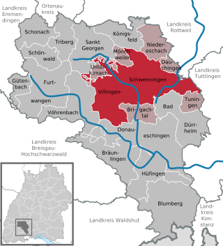 Läget för Villingen-Schwenningen i Schwarzwald-Baar-Kreis