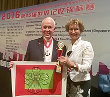 World Memory Championship 2016 in Singapore: Luise Maria Sommer at the award ceremony by Tony Buzan.