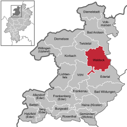Elhelyezkedése Waldeck-Frankenberg térképén