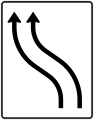 Zeichen 511-11 Verschwenkungstafel; Darstellung ohne Gegenverkehr: zweistreifig nach links