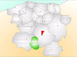 Map showing İhsangazi District (green) in Kastamonu Province