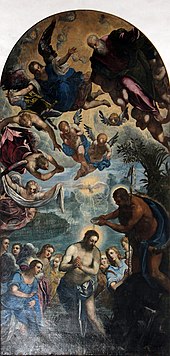 Baptism of Jesus, San Pietro Martire, Murano 0 Murano, Battesimo di Gesu - Tintoretto - eglise S. Pietro Martire.JPG