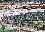 Wycker stadsmuur en omgeving Duitse Poort, ca. 1575