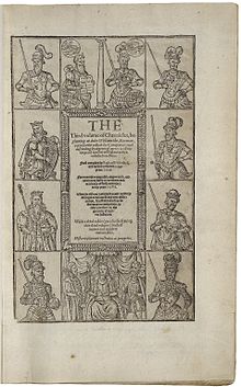 The second edition of Raphael Holinshed's Chronicles of England, Scotlande, and Irelande, printed in 1587. 1587 printing of Holinshed's Chronicles.jpg