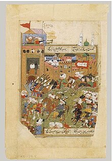 1590-cı il Heydər Mirzənin İstanbulda qarşılanması. Bakinin əsərinə çəkilmiş miniatür. Metropoliten Muzeyi..jpg