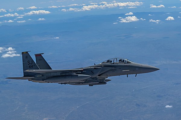 One of the squadron's F-15E Strike Eagles over Arizona in 2022