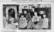 "Scenes Attending the East Side Tenants' Fight" - The New-York Tribune, April 12, 1904. A photograph of people standing outside a tenement during an eviction and a photograph of a mother and family who were nearly evicted during the strike. 1904 NYC Rent Strike - New-York Daily Tribune.png