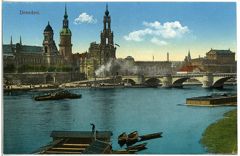 File:19124-Dresden-1915-Elbe, Augustusbrücke, Hofkirche, Schloßturm-Brück & Sohn Kunstverlag.jpg