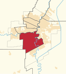 Location of Winnipeg South within Winnipeg between the 1924 and 1933 representation orders 192446016 Winnipeg South.svg