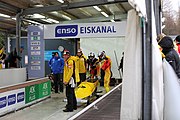 Deutsch: Bob-Europacup 2018/19; Station 1 in Altenberg, 2er-Rennen Nummer 1, Lauf 1 English: Bobsleigh Europe Cup 2018-19 in Altenberg - 2-man Race 1, first run