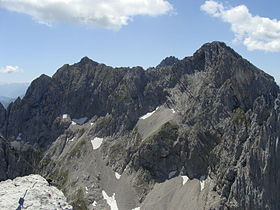 Vista de Hinteren Karlspitze à direita e Vorderen Karlspitze à esquerda.