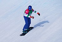 Federica Fantoni bij de team ski snowboard cross competitie
