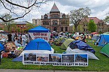 Brown University encampment, April 29, 2024 2024 Gaza Solidarity Encampment at Brown - there are no universities left.jpg
