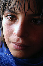 Afghan girl from the Pashtun tribe in Kabul, Afghanistan 2002. Afghan girl Pashtun.JPEG
