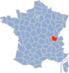 アン県のフランス国内の位置(GFDL)