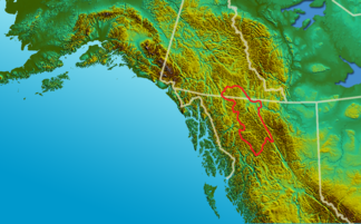 Contorno das Montanhas Cassier na Colúmbia Britânica e Yukon