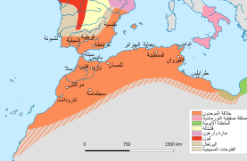 سلالة الموحدينخلال أقصى اتساع لها (أوائل القرن 13).