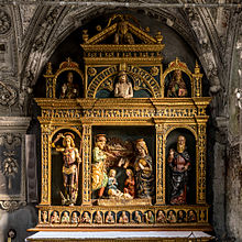 Ancona della Natività, legno dipinto e dorato, 1492, cappella della Beata Vergine, Chiesa di San Giorgio, Grosio