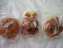This is a picture of a bread with a Anpanman design