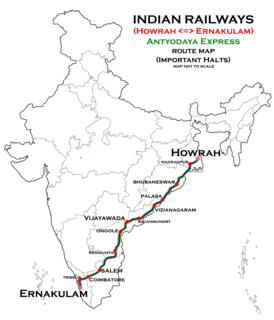 Howrah - Ernakulam Antyodaya Express Rail service of India