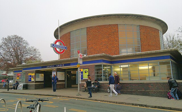 Arnos Grove tube station main entrance in 2012