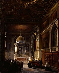 74. Federico Moja, Interno della cappella del Rosario nella chiesa dei Santi Giovanni e Paolo a Venezia, 1843