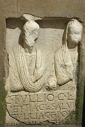 Iscrizione funeraria del I sec. d.C., relativa alla sepoltura di una coppia di liberti[12]