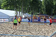 Deutsch: Beachhandball Europameisterschaften 2019 (Beach handball Euro); Tag 1: 2. Juli 2019 – Männer, Vorrunde Gruppe D, Frankreich-Montenegro 2:0 (19:7, 18:9) English: Beach handball Euro; Day 1: 2 July 2019 – Men Preliminary Round Group D – France-Montenegro 2:0 (19:7, 18:9)