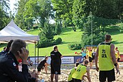 Deutsch: Beachhandball Europameisterschaften 2019 (Beach handball Euro); Tag 1: 2. Juli 2019 – Männer, Vorrunde Gruppe A, Deutschland-Norwegen 2:0 (22:14, 22:20) English: Beach handball Euro; Day 1: 2 July 2019 – Men Preliminary Round Group A – Germany-Norway 2:0 (22:14, 22:20)