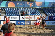 Deutsch: Beachhandball Europameisterschaften 2019 (Beach handball Euro); Tag 4: 5. Juli 2019 – Männer, Viertelfinale, Russland-Polen 2:0 (30:22, 19:18) English: Beach handball Euro; Day 4: 5 July 2019 – Quarter Final Men – Russia-Poland 2:0 (30:22, 19:18)