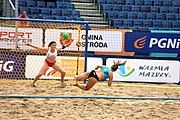 Deutsch: Beachhandball Europameisterschaften 2019 (Beach handball Euro); Tag 5: 6. Juli 2019 – Frauen, Halbfinale, Kroatien-Dänemark 1:2 (12:19, 17:10, 4:7) English: Beach handball Euro; Day 5: 6 July 2019 – Semifinal Men – Croatia-Denmark 1:2 (12:19, 17:10, 4:7)