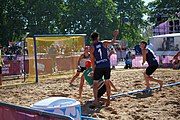 Deutsch: Beachhandball bei den Olympischen Jugendspielen 2018; Tag 7, 13. Oktober 2018; Jungen, Halbfinale – Argentinien-Portugal 1:2 English: Beach handball at the 2018 Summer Youth Olympics at 13 October 2018 – Boys Semifinal – Argentina-Portugal 1:2