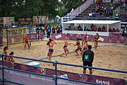 Deutsch: Beachhandball bei den Olympischen Jugendspielen 2018; Tag 5, 10. November 2018; Mädchen, Hauptrunde - Chinese Taipei (Taiwan)-Niederlande 1:2 English: Beach handball at the 2018 Summer Youth Olympics at 11 October 2018 – Girls Main Round – Chinese Taipei (Taiwan)-Netherlands 1:2