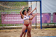 Deutsch: Beachhandball bei den Olympischen Jugendspielen 2018; Tag 6, 11. Oktober 2018; Mädchen, Platzierungssspiel Ränge 11-12 – Amerikanisch Samoa-Mauritius 2:1 English: Beach handball at the 2018 Summer Youth Olympics at 11 October 2018 – Girls Placement Match 11-12 – American Samoa-Mauritius 2:1