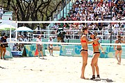 Deutsch: Beachvolleyball bei den Olympischen Jugendspielen 2018; Tag 9, 15. Oktober 2018; Mädchen, Viertelfinale: USA-Spanien 2–1 (21–19/17–21/15–9) English: Beach volleyball at the 2018 Summer Youth Olympics at 15 October 2018 – Girls Quarterfinals: USA-Spain 2–1 (21–19/17–21/15–9)