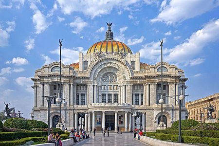 Art Nouveau/Neoclassical Palacio de Bellas Artes (Palace of Fine Arts) in Mexico City, Mexico (1904–1934)