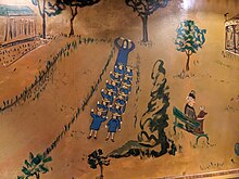 A portion of the mural featuring Madeline and other characters from the Madeline books Bemelmans Bar 06.jpg