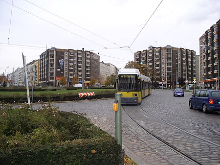 Berlin GT6N ZR tram at Bersarinplatz