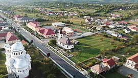 Aerial view of Bistrița Bârgăului village