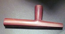 Ceremonial pipe bowl of catlinite used by Black Hawk, of the Sauk people Black hawk calumet.jpg